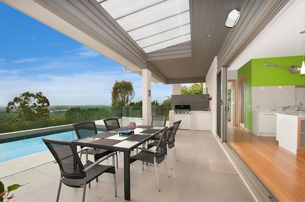 Outdoor living area Sloping block build