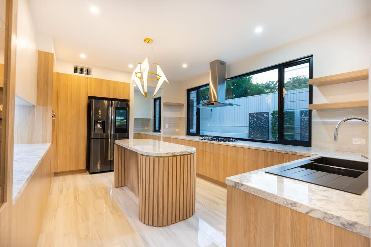 Custom designed bespoke marble kitchen